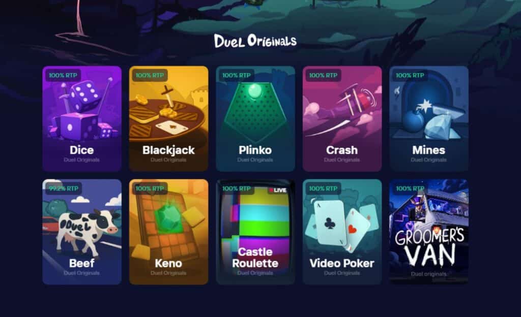 Duel originals pelit tarjoavat pelaajalle suurimman mahdollisuuden voittaa. Talonetu on pienennetty minimiin. Suurimmassa osassa on RTP 100%.