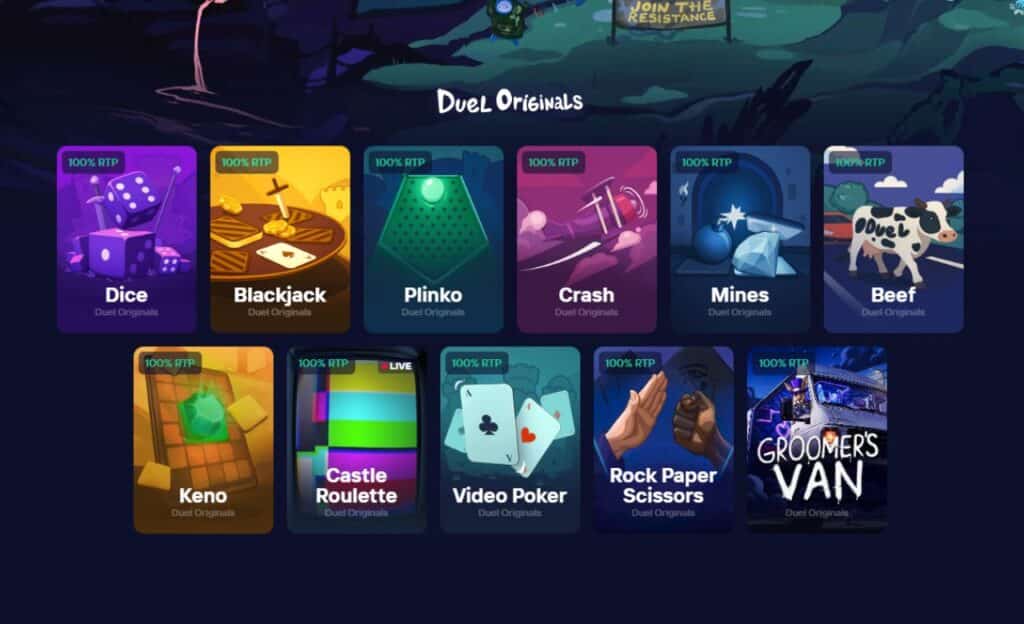 Duel Originals -pelit tarjoavat pelaajille poikkeuksellisen korkean voittopotentiaalin, sillä kaikkien pelien RTP on 100 %. Tämä tarkoittaa, että talonetu on käytännössä poistettu kokonaan Duel Originals -peleissä.