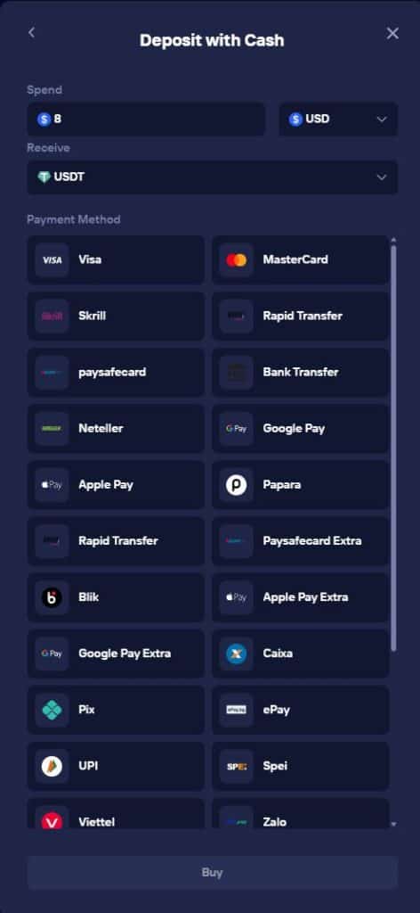 Duel.com talletus ja kotiutus hoituu kryptovaluutoilla, nyt uutena on tullut talletus monilla eri vaihtoehdoilla, kuten visa, mastercard ja skrill.